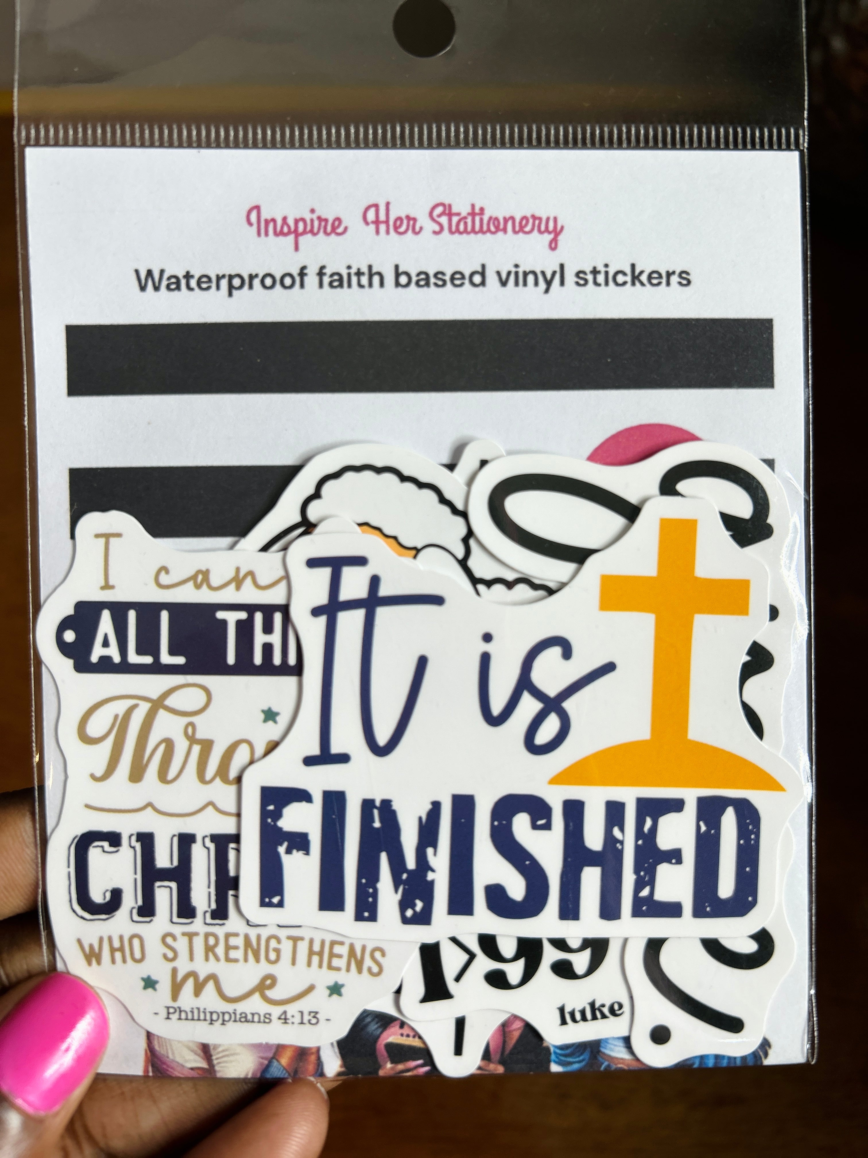 Waterproof vynil faith based sticker packets