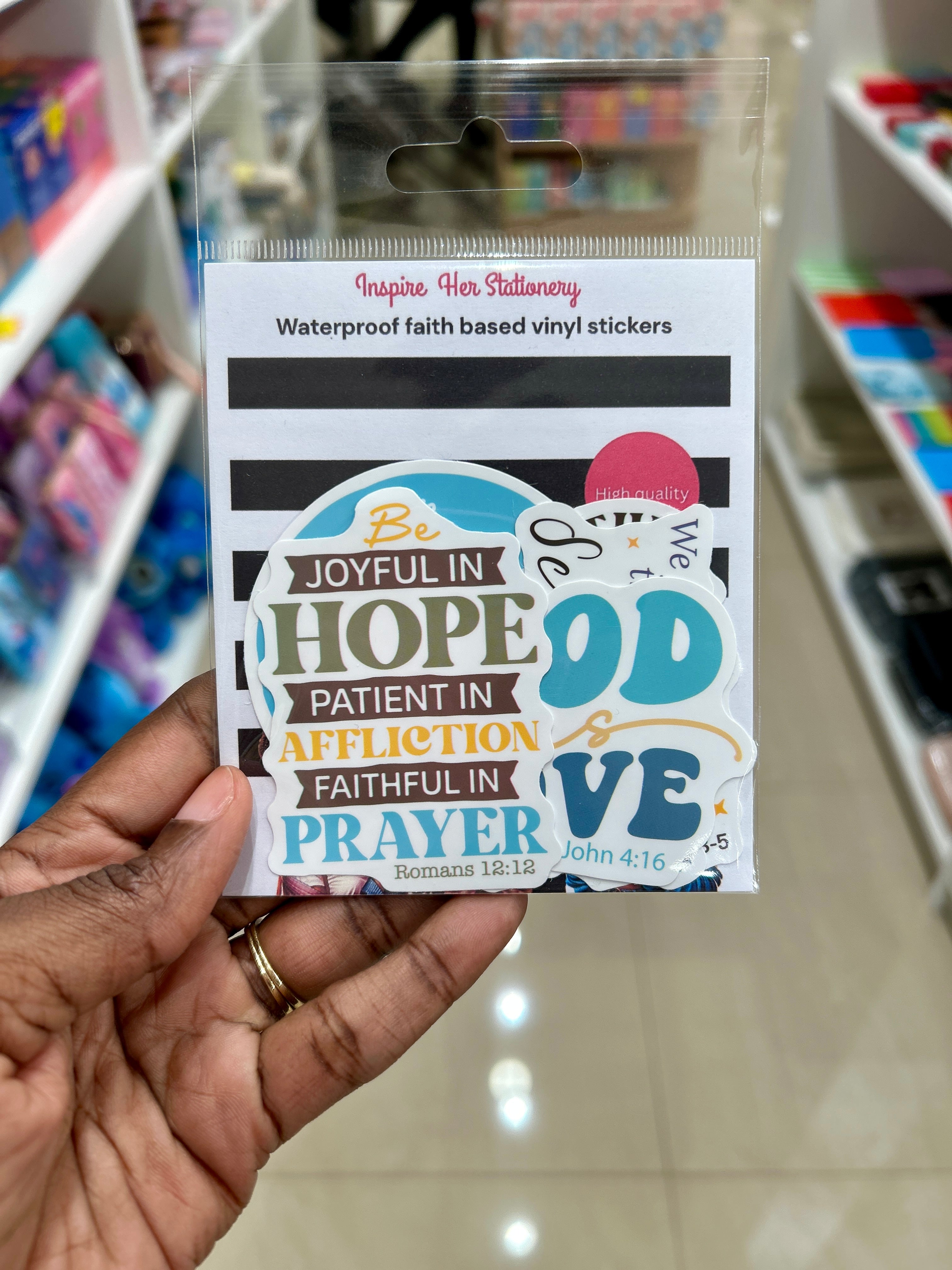 Waterproof vynil faith based sticker packets