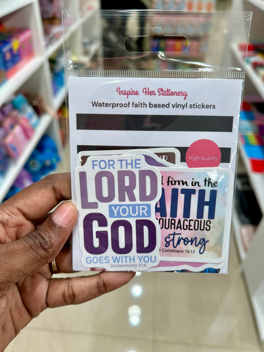 Waterproof vynil faith based sticker packets