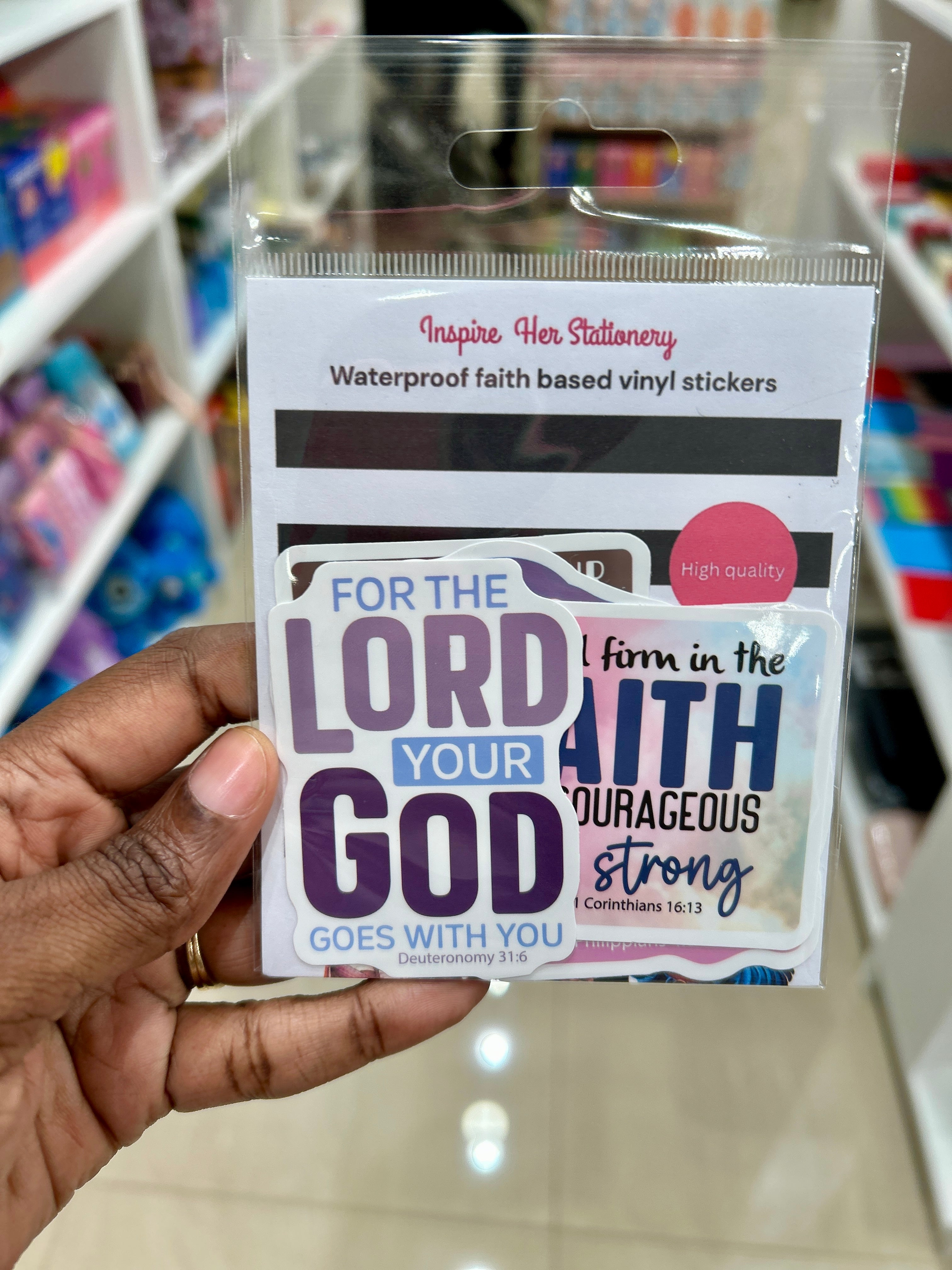 Waterproof vynil faith based sticker packets