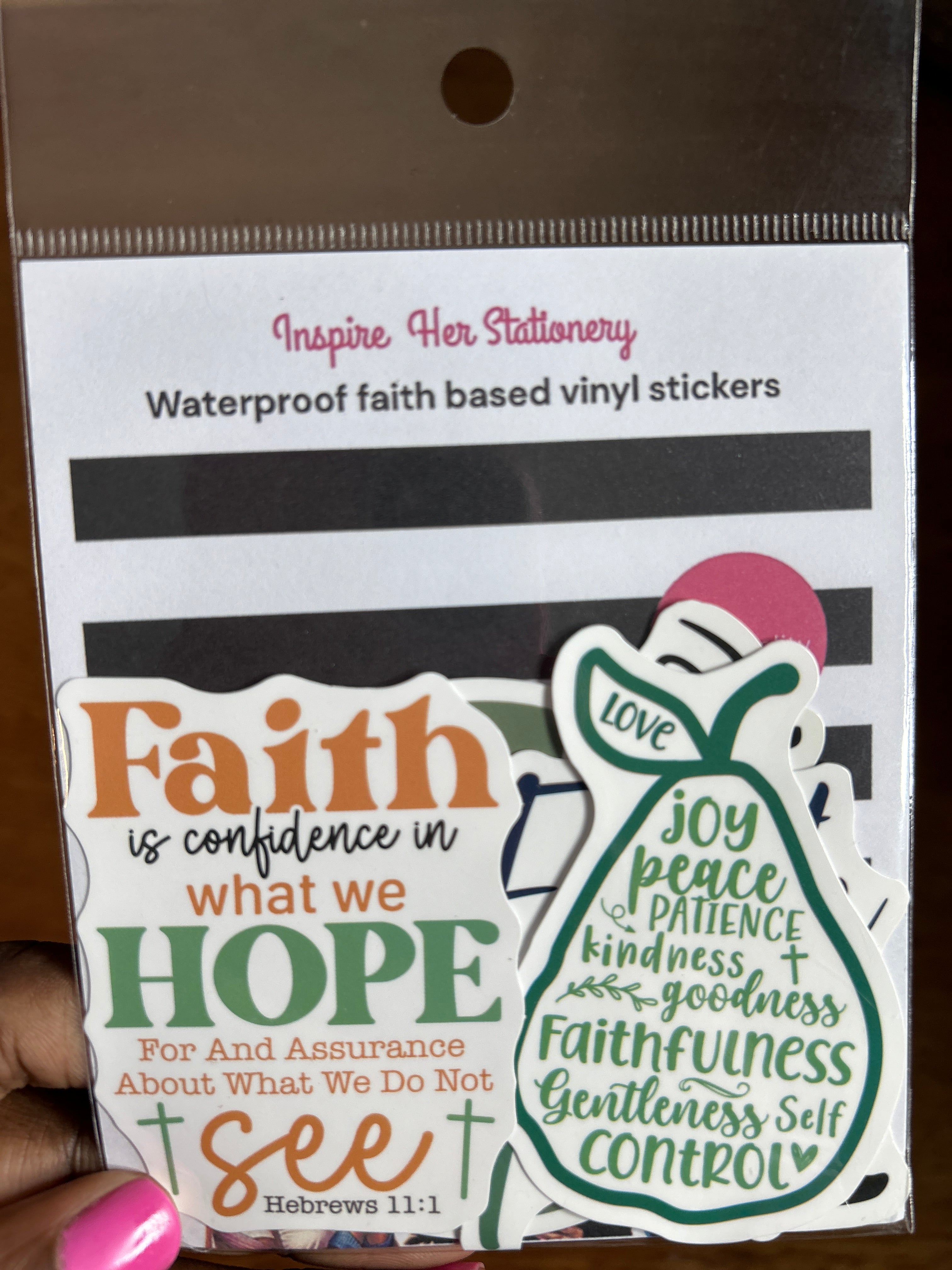 Waterproof vynil faith based sticker packets