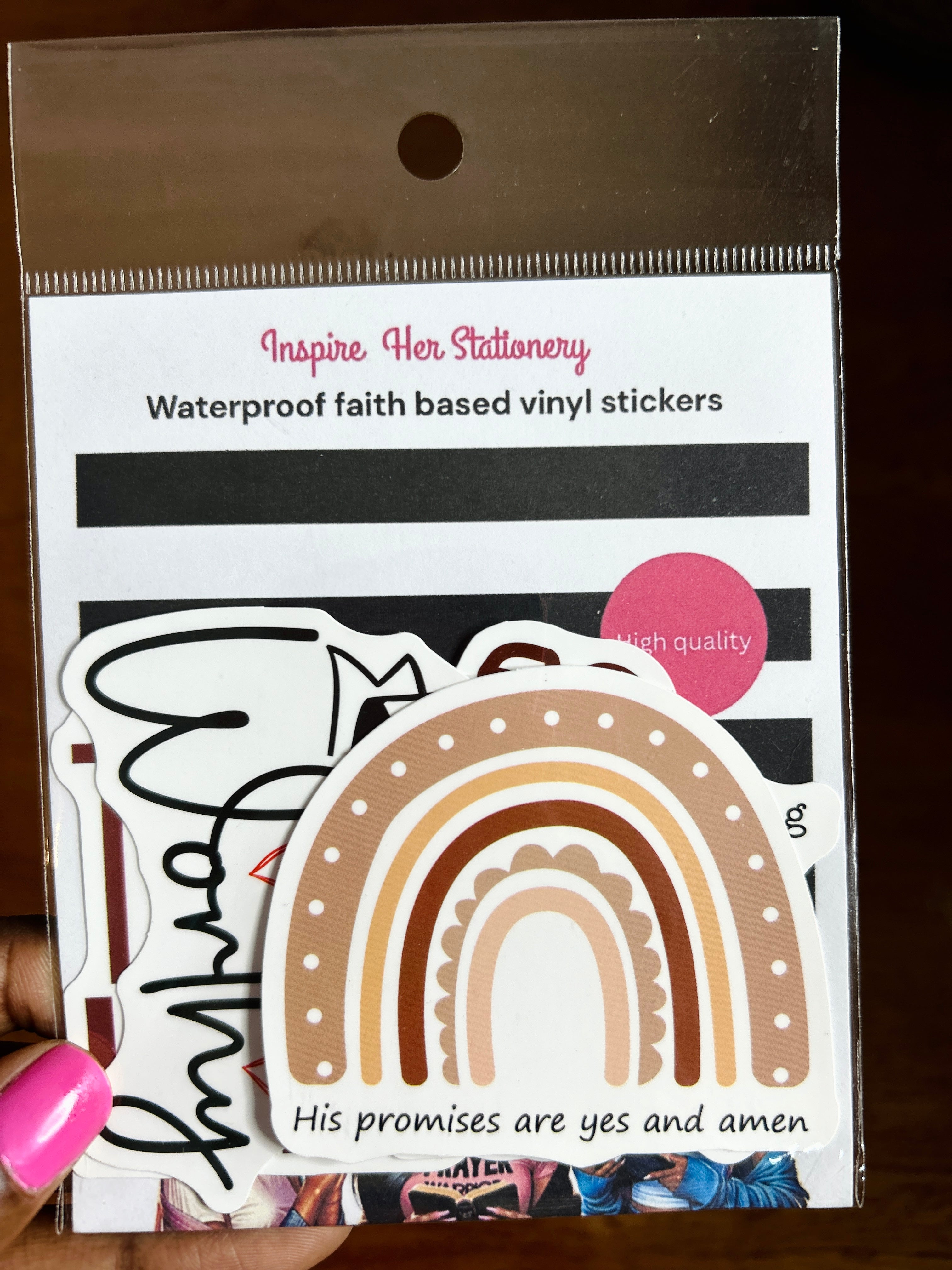 Waterproof vynil faith based sticker packets
