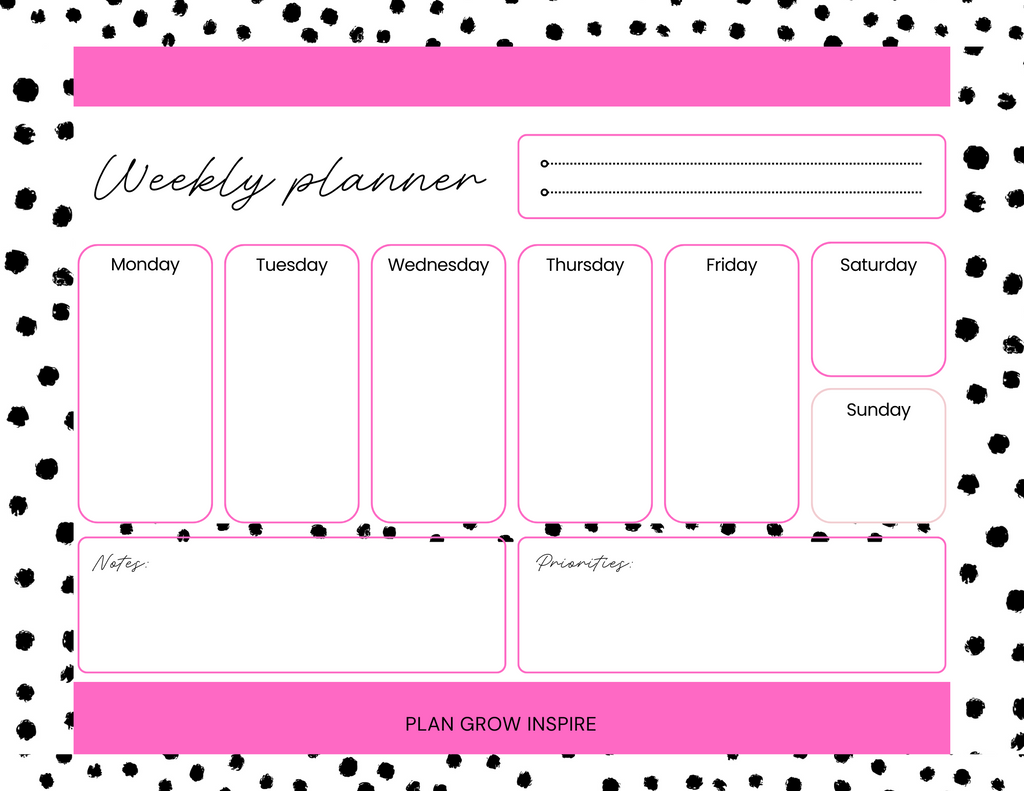 Monthly layout desktop planners